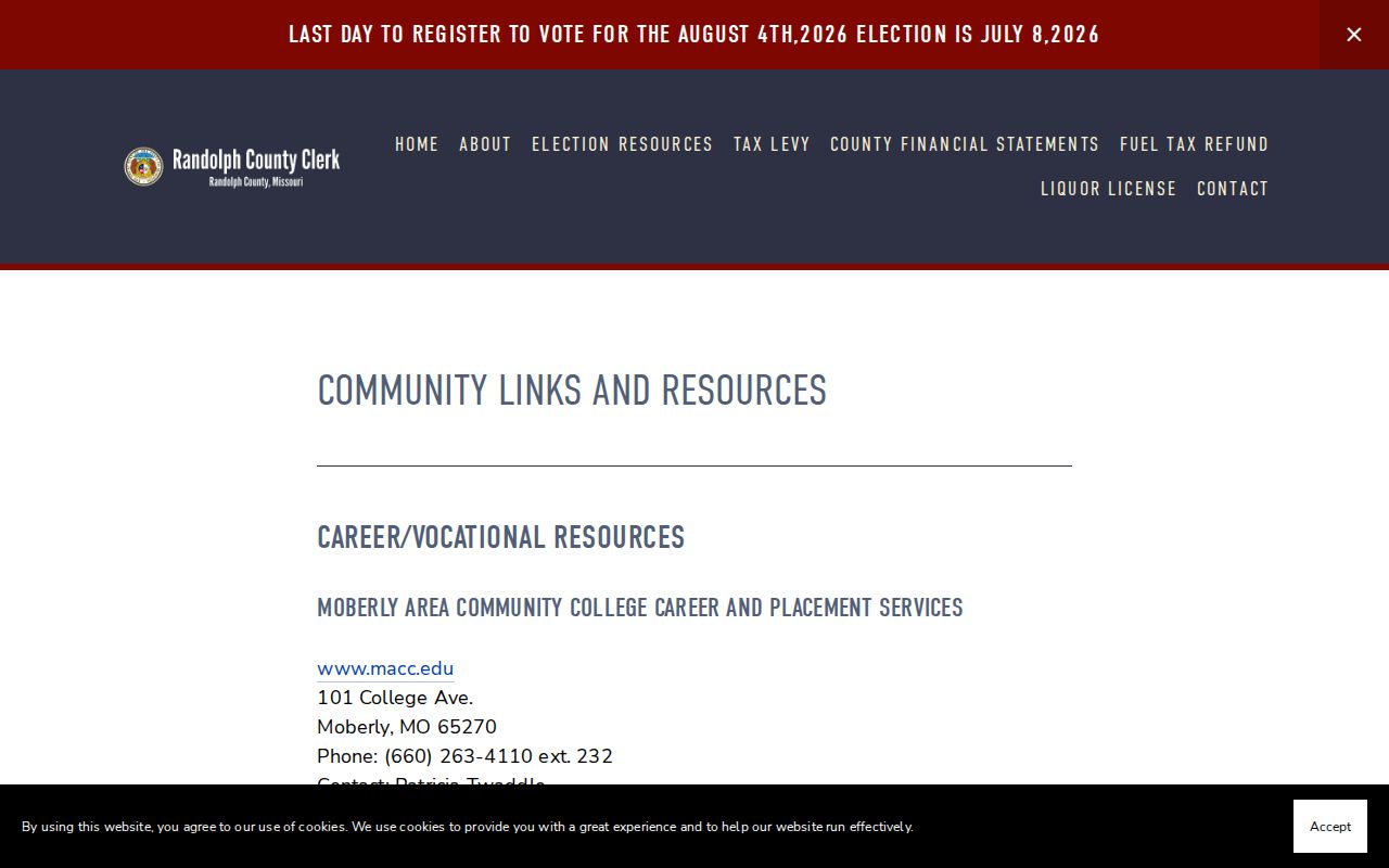 Randolph County docket search city contact directory for local court routing