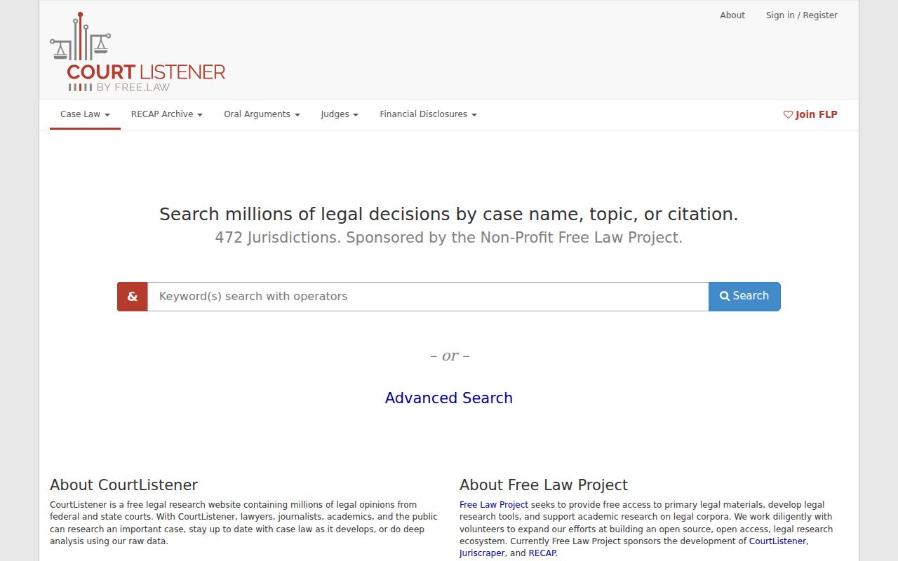 Randolph civil docket research image showing the CourtListener federal docket interface
