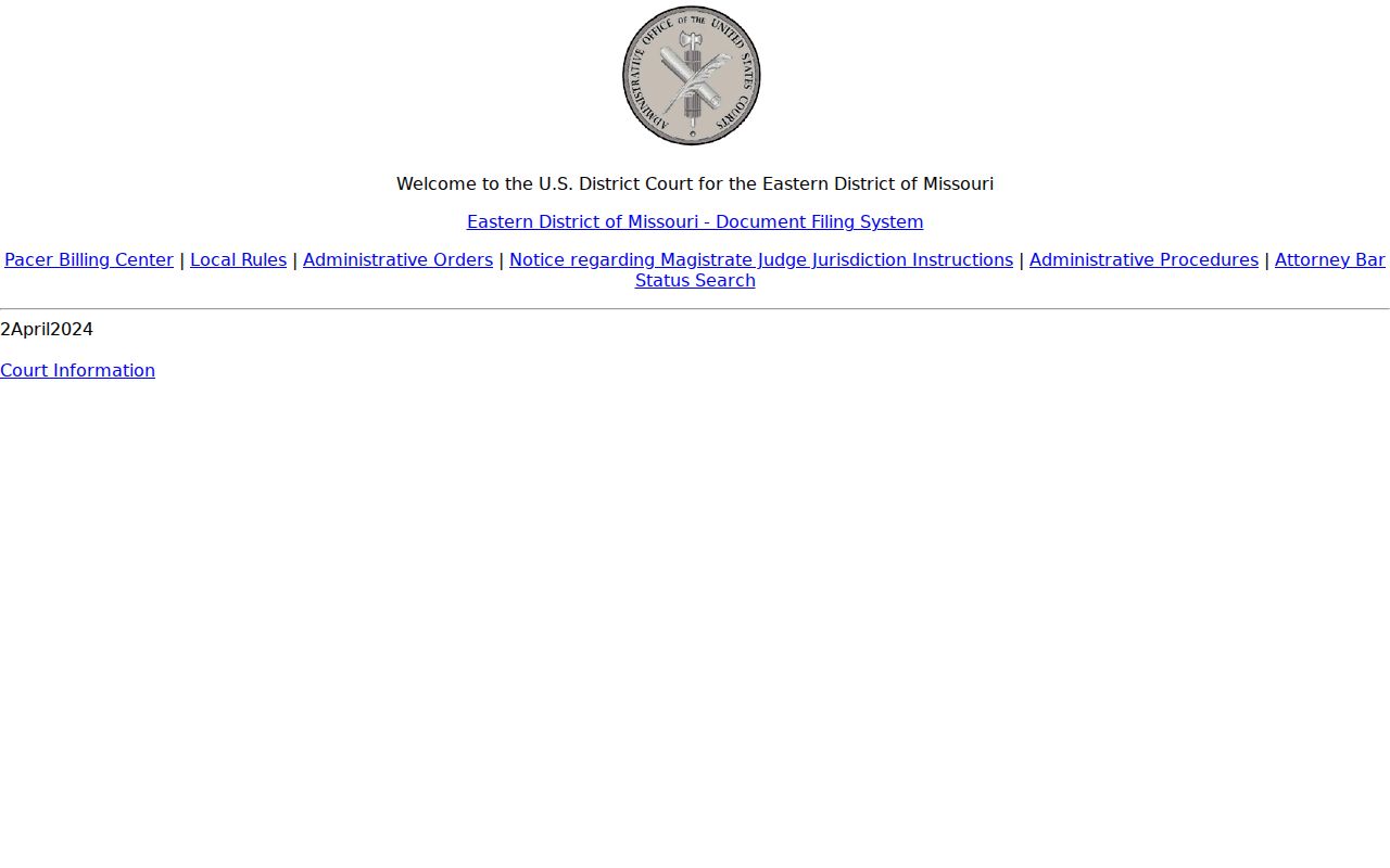 Randolph County court case records Eastern District of Missouri CM ECF screen