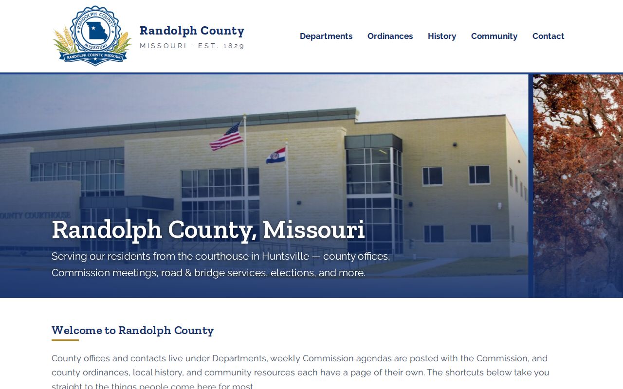 Randolph County court docket courthouse reference from the county home page